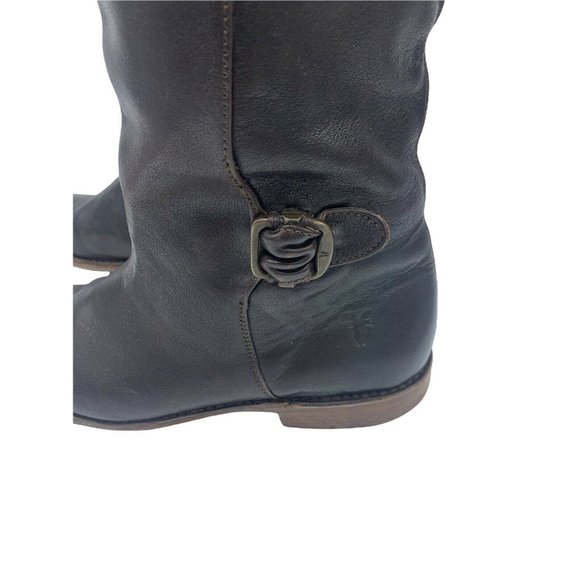 Frye Paige 77066  Size 6 B Dark Brown Leather Buckle Riding Boots - Picture 4 of 12